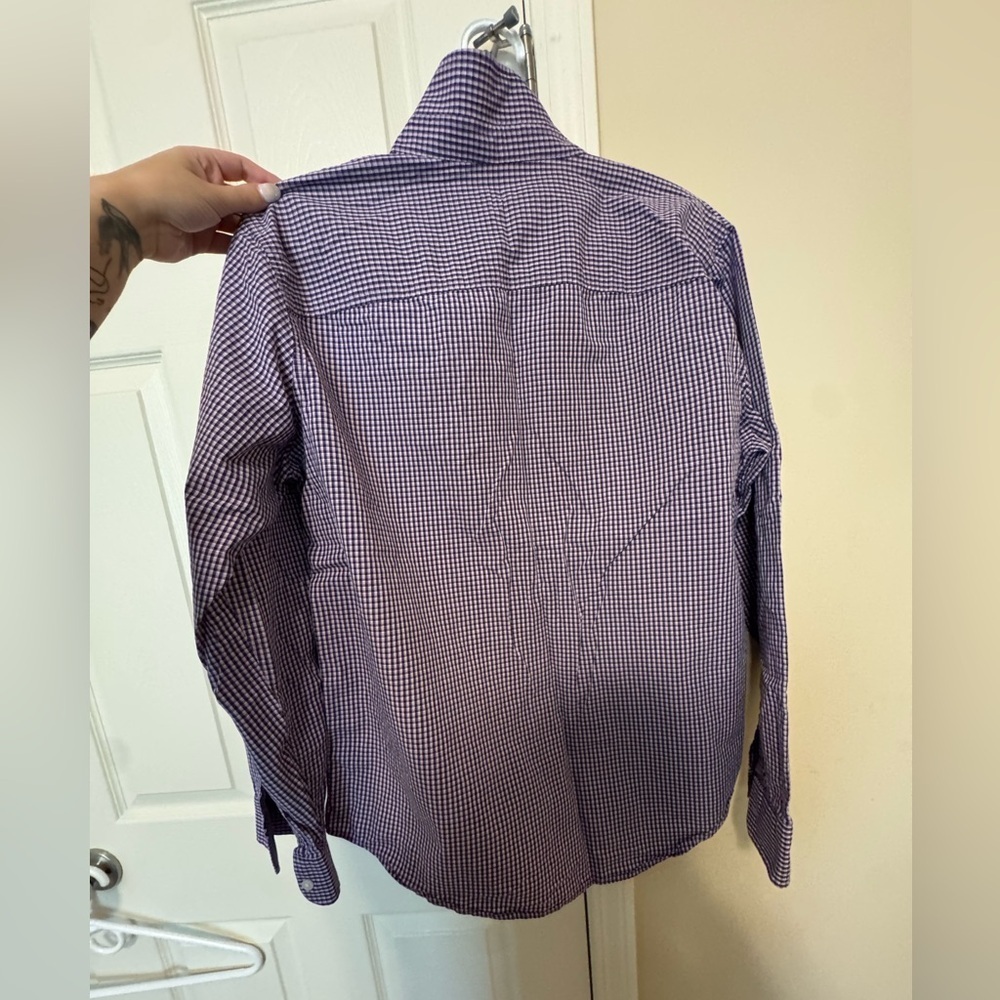 Michael Kors Purple Gingham Button Down Shirt - Picture 5 of 6